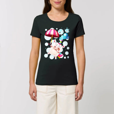 T-shirt femme licorne crazy fly noir