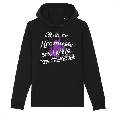 sweat hoodie licornasse licorne feignasse noir 