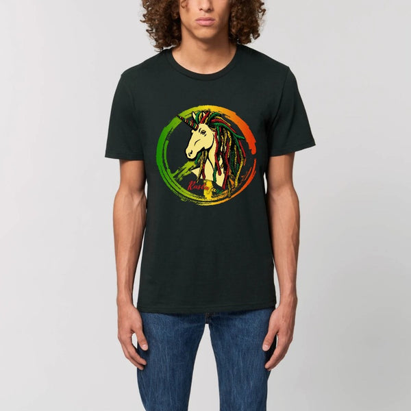 T-shirt Licorne Homme rastafari noir