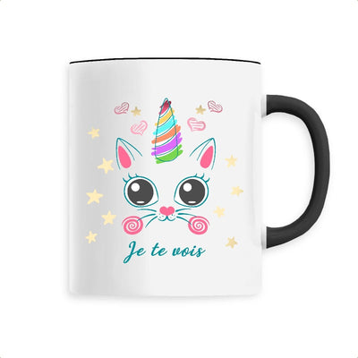 Mug licorne caticorn je te vois noir