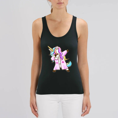 Débardeur licorne infirmière qui dab noir coton bio