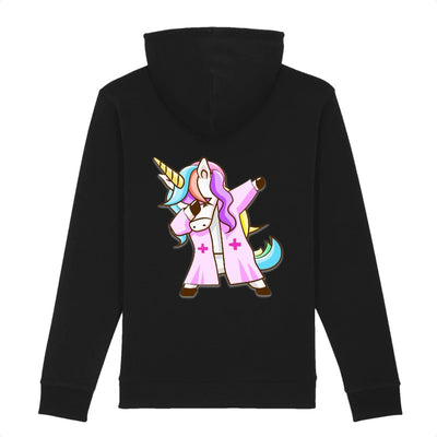 sweat licorne infirmière qui dab noir coton bio
