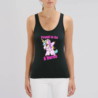 Débardeur licorne proud to be a nurse noir coton bio 