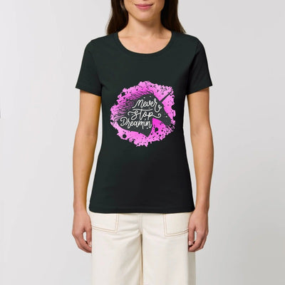 t-shirt licorne never stop dreaming noir coton bio