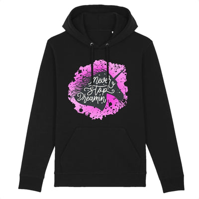 sweat licorne femme never stop dreaming noir coton bio 