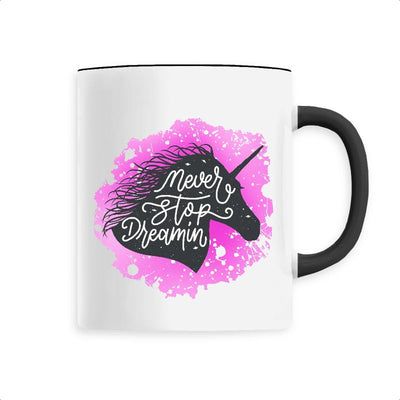 Mug licorne never stop dreaming noir