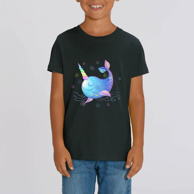 t-shirt licorne enfant noir licorne de mer coton bio
