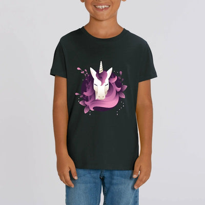 t-shirt licorne enfant noir starlette coton bio