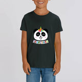 t-shirt licorne enfant noir pandacorn coton bio 