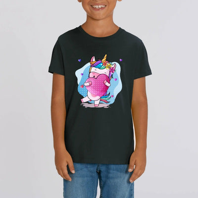 t-shirt licorne enfant noir gros câlin coton bio 