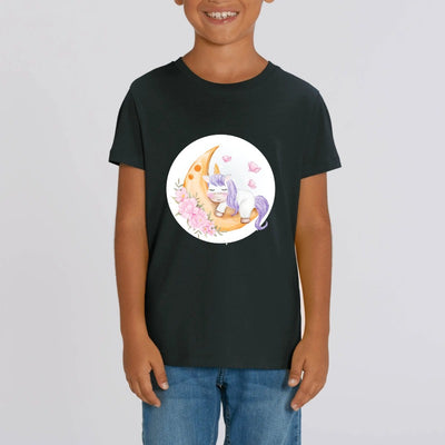 t-shirt licorne enfant noir dodo lune coton bio 