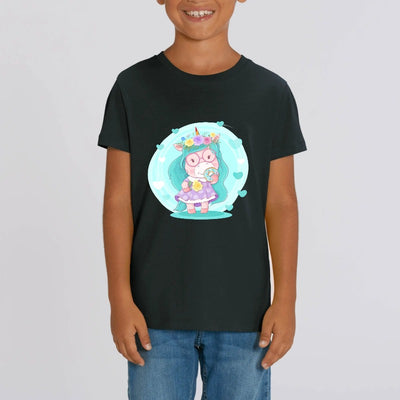 t-shirt licorne enfant noir donuts délicieux coton bio