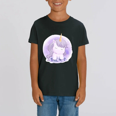t-shirt licorne toute douce enfant noir coton bio 