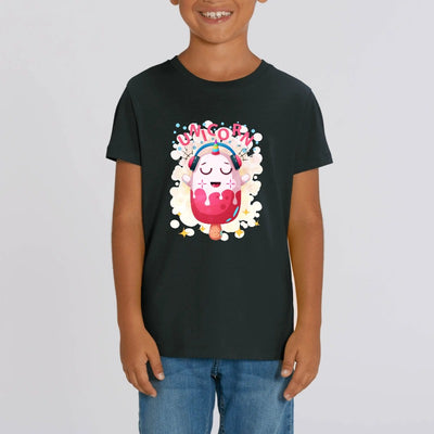 t-shirt licorne enfant noir icecream coton bio