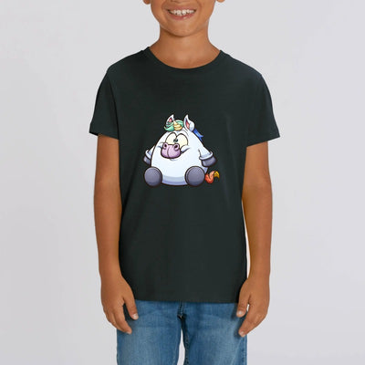 t-shirt licorne enfant noir super copine coton bio