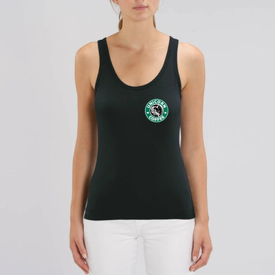 débardeur licorne unicorn coffee ecusson noir 