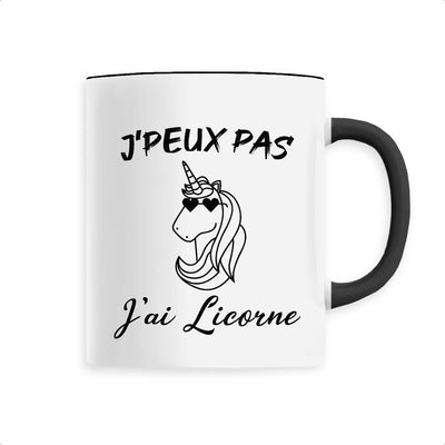 mug licorne anse noire j'peux pas j'ai licorne