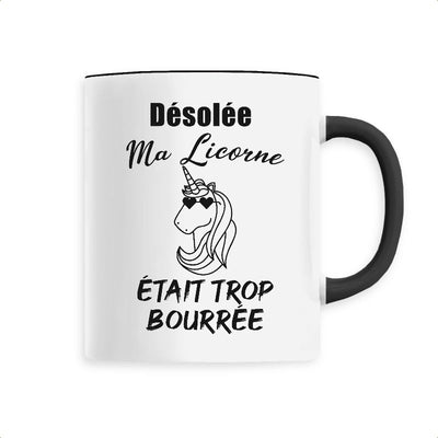 mug licorne anse noire ma licorne était trop bourrée