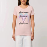 t-shirt licorne bosseuse capricorne XS S M L XL rose coton bio 