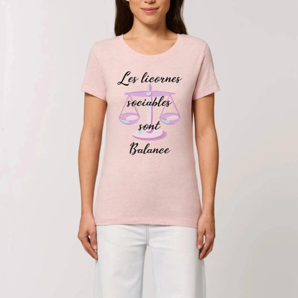T-shirt licornes sociables sont Balance rose coton bio