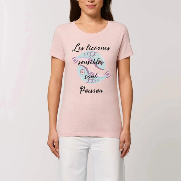 T-shirt licornes sensibles sont Poisson rose coton bio