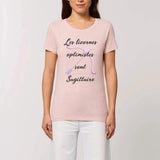 T-shirt licornes optimistes Sagittaire XS S M L XL rose coton bio