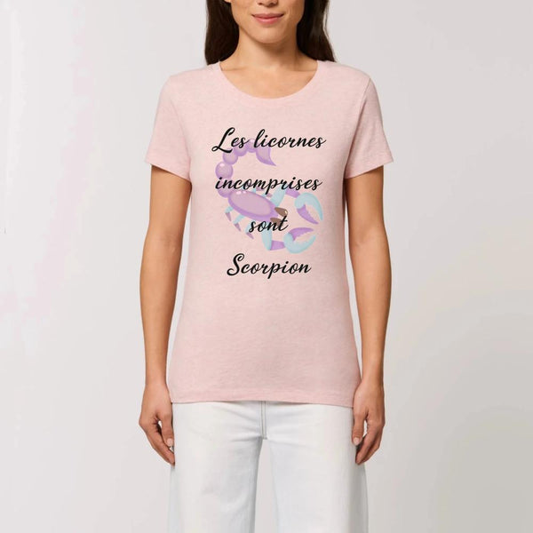 T-shirt licornes incomprises Scorpion XS S M L XL rose coton bio