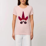 T-shirt Licorne Gothique crane mexicain Rose coton bio 
