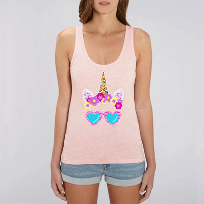Débardeur Licorne Lunettes de soleil rose coton bio 