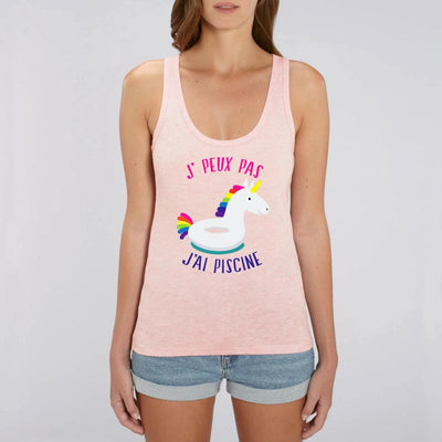 Débardeur licorne j'peux pas j'ai piscine rose coton bio 