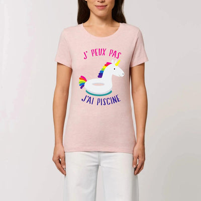 T-shirt licorne j'peux pas j'ai piscine rose coton bio 