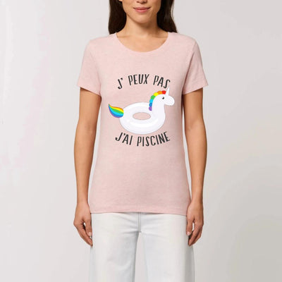 T-shirt licorne j'peux j'ai piscine rose coton bio 