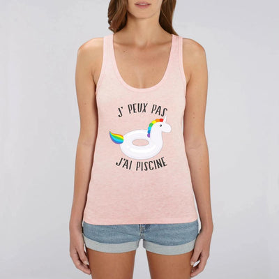 Débardeur licorne j'peux pas j'ai piscine rose coton bio