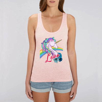 Débardeur licorne love rose coton bio 