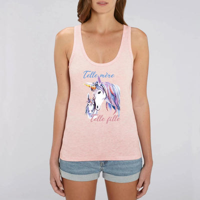 Débardeur licorne telle mère telle fille rose coton bio 