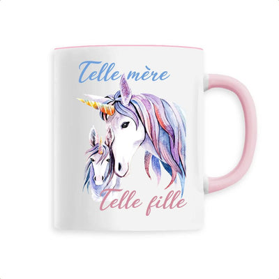 Mug licorne Telle mère telle fille rose