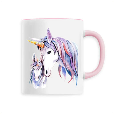 Mug licorne mère et fille rose