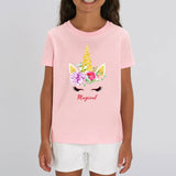 t-shirt licorne magical enfant rose coton bio