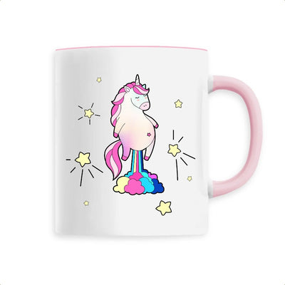 Mug licorne qui pète des paillettes rose