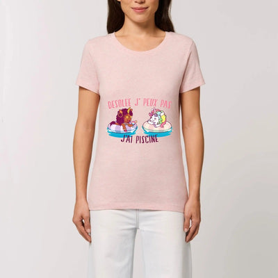 T-shirt licorne désolée j'ai piscine rose coton bio