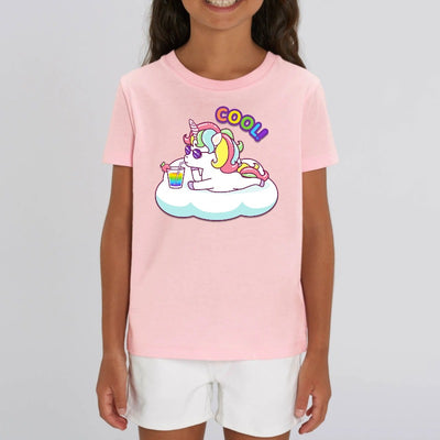 t-shirt licorne cool enfant rose coton bio