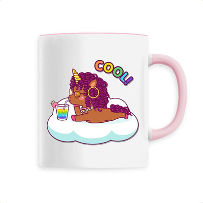 Mug licorne cool curly rose