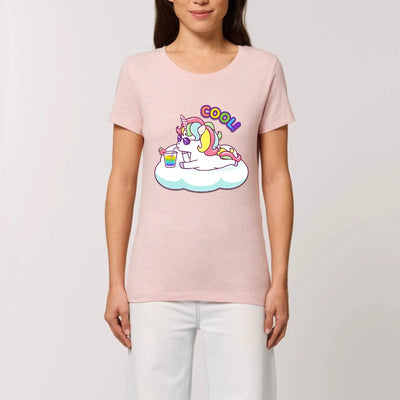 t-shirt licorne cool femme rose coton bio