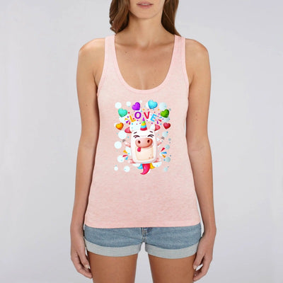 Débardeur femme licorne crazy love rose coton bio 