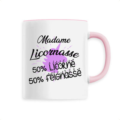 Mug licornasse licorne feignasse rose 