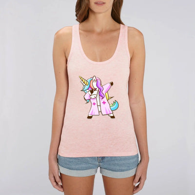 Débardeur licorne infirmière qui dab rose coton bio