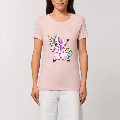 T-shirt licorne infirmière qui dab rose coton bio