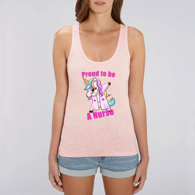Débardeur licorne proud to be a nurse rose coton bio 