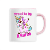 mug licorne proud to be a nurse rose