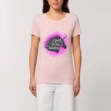 t-shirt licorne never stop dreaming rose coton bio